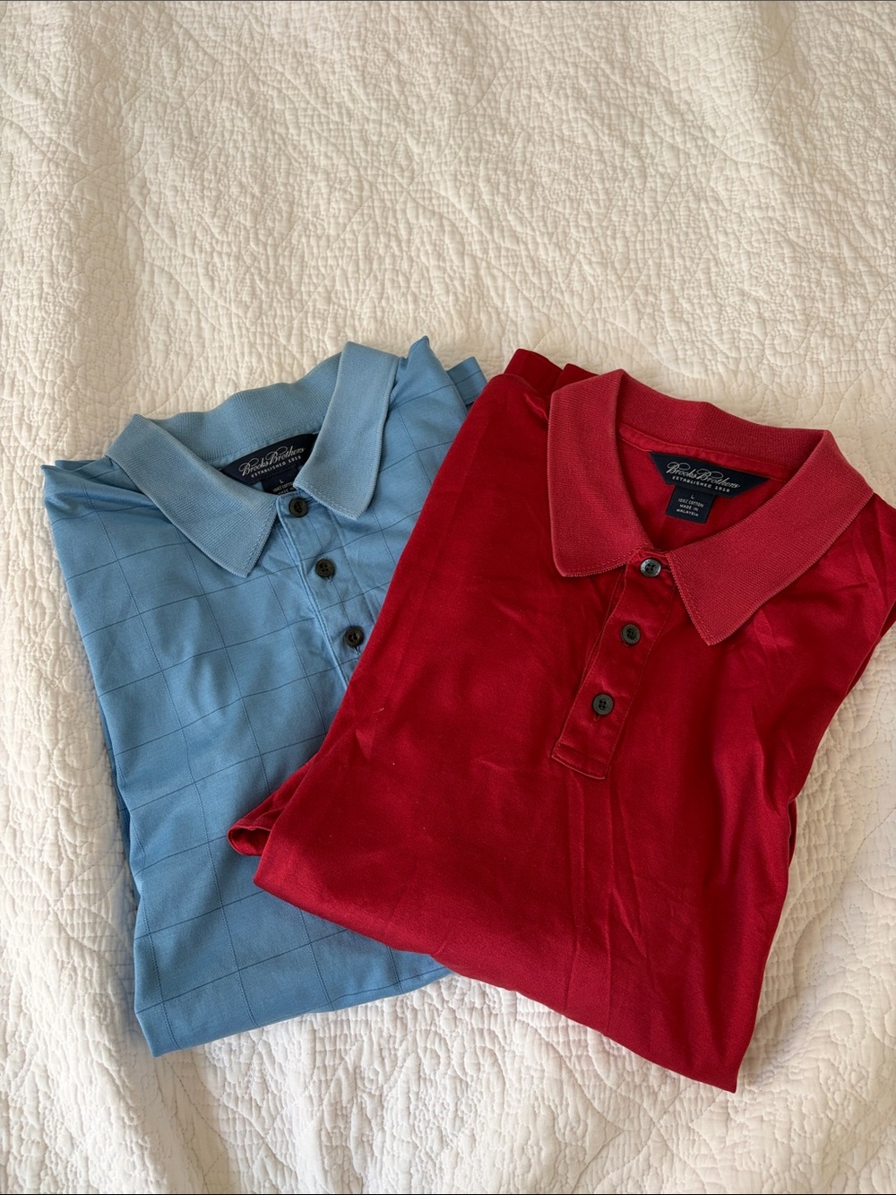 Brooks Brothers burgundy& Light Blue Polo Shirts Duo